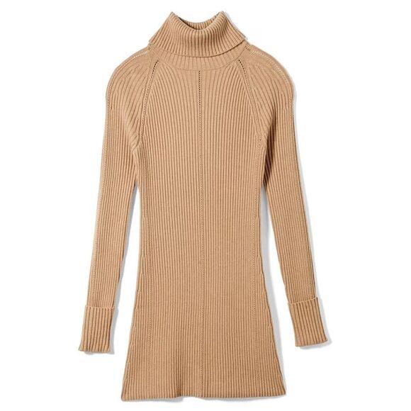 White House Black Market Tan Cuffed Sleeve Turtleneck Pointelle Sweater Size XL - Picture 2 of 11